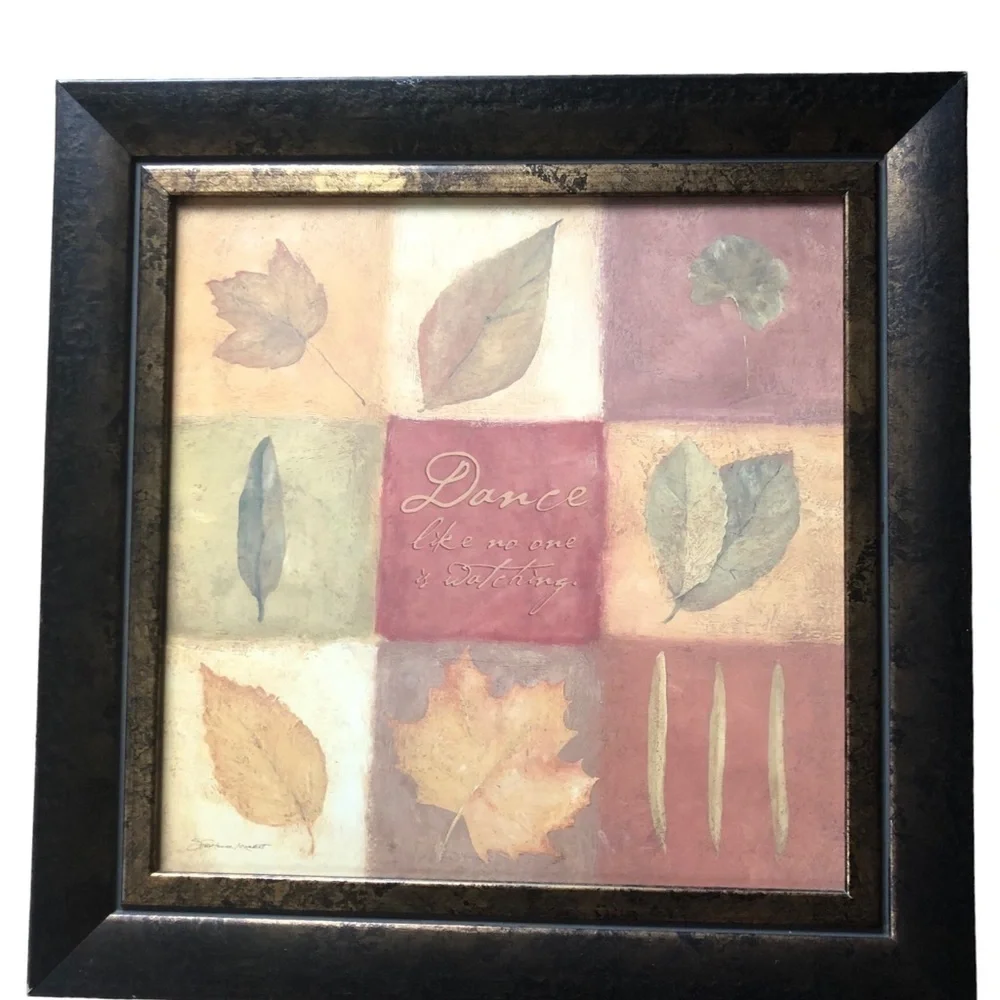 Dance Like No One Is Watching Leaf Patchwork Pattern Framed Artwork 11.5X11.5”